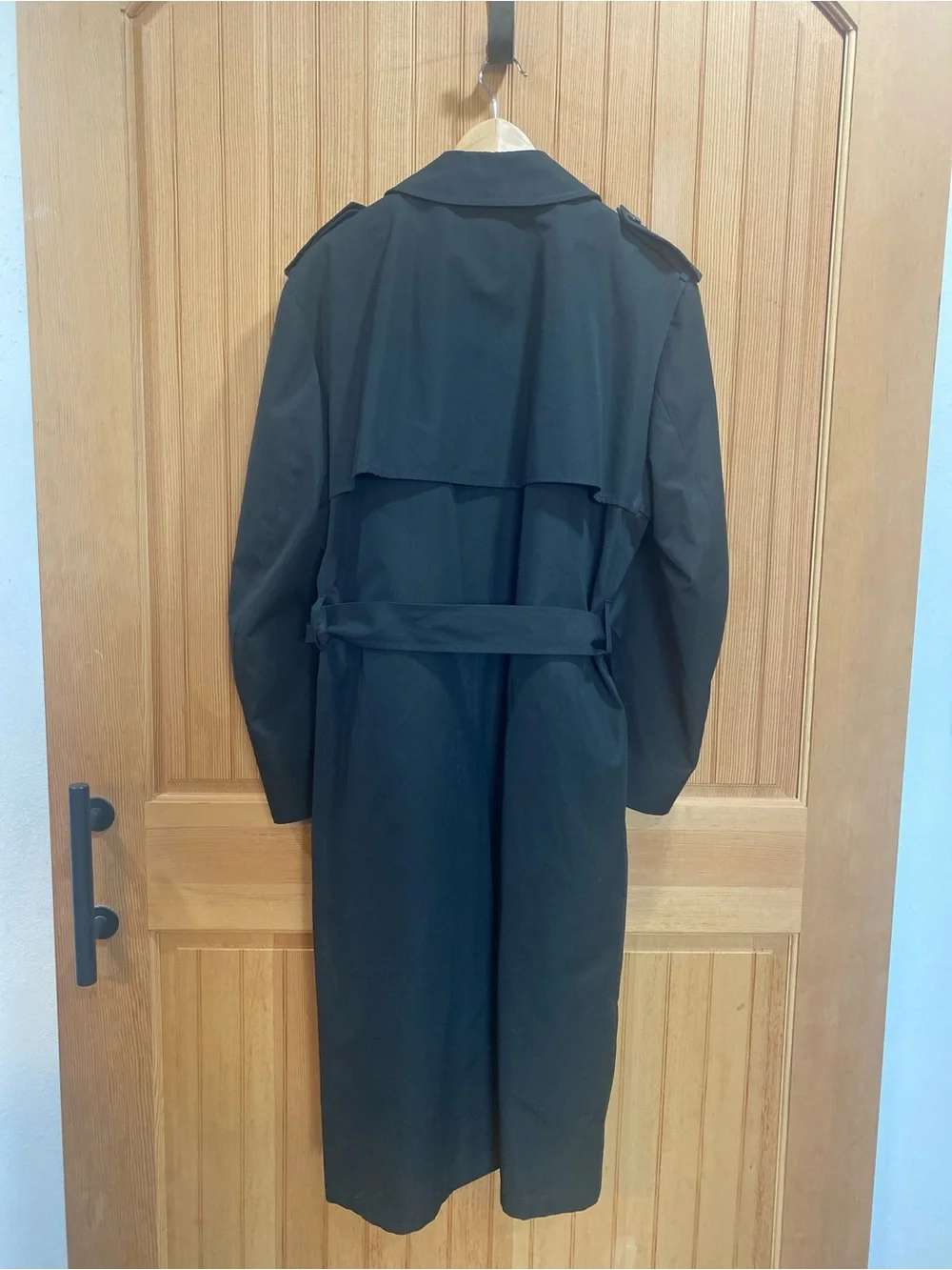 London Fog Men's Black Double-Breasted Belted Trench Coat